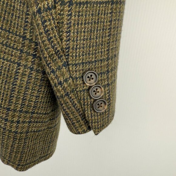 VINTAGE Tweed Houndstooth Dior Fabric Single Breasted Plaid Brown‎ Blazer L / XL - Picture 3 of 9